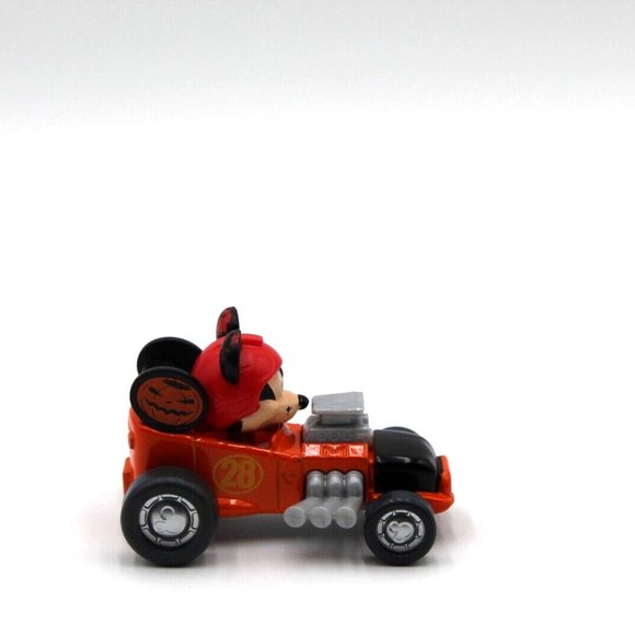 Disney Halloween Diecast Race Car Mickey Roadster Racer Mattel Orange Pumpkin 28 - Picture 4 of 7